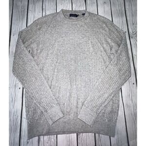Southern Tide Sweater Men's Medium Gray Merino Wool Blend Cable Knit Classic